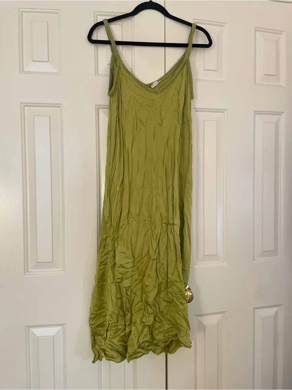 Lightweight Olive Slip Dress with Spaghetti Straps